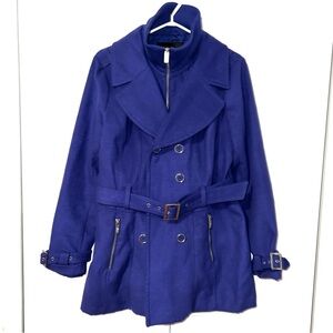GUESS Women's XL Wool Blend Trench coat Peacoat Jacket Purple Coquette Mob Wife
